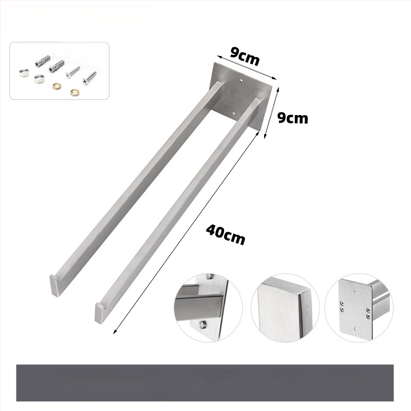 Rozsdamentes acél törölközőtartó, falra szerelhető, egyetlen rétegű, teherbírás 10 kg, felületi kezelés: sütőfesték, elektroplakolás, ezüstös felület