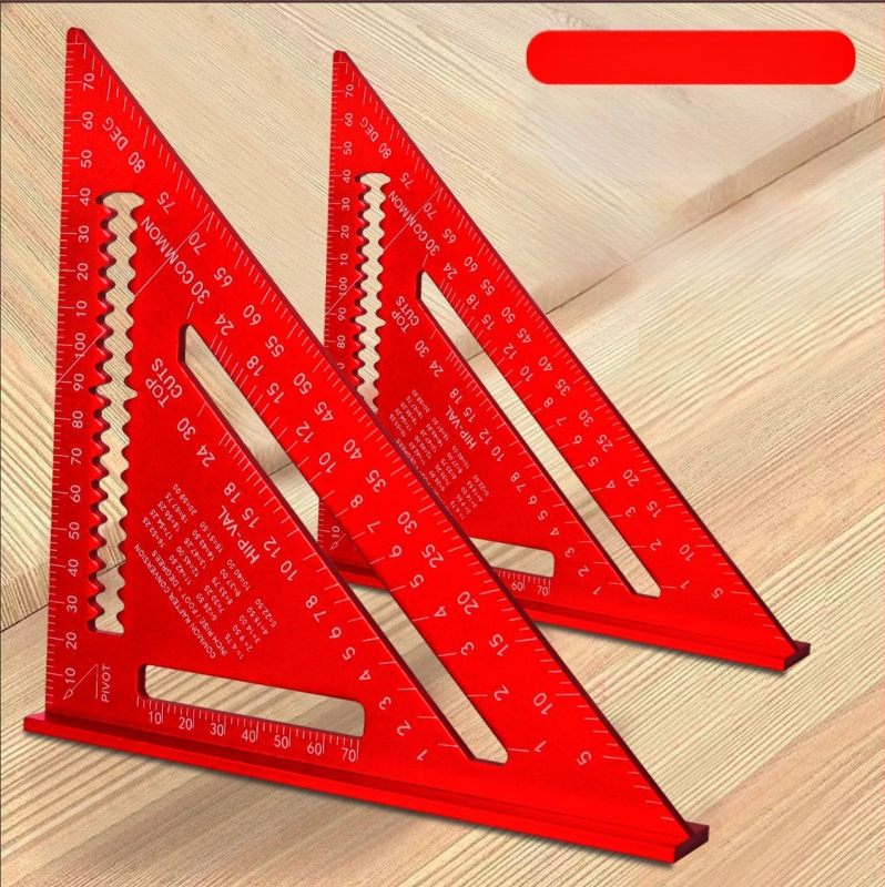 Дърводелски сет квадрат от алуминиева сплав със двойни скали (метрически и инчови), 45° и 90° ъгли