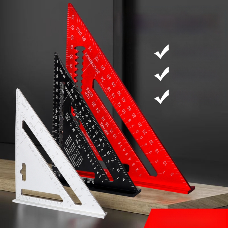 Дърводелски сет квадрат от алуминиева сплав със двойни скали (метрически и инчови), 45° и 90° ъгли