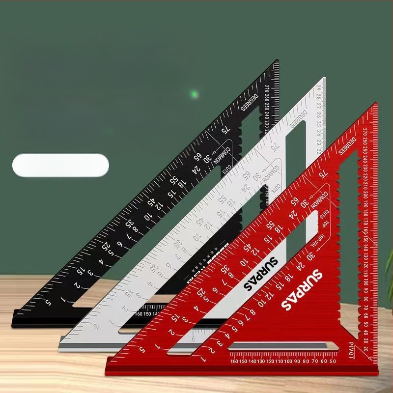 Многофункционален триъгълник за дърводелство, високопрецизен, с удебелен корпус, 45° ъгъл, от неръждаема стомана и алуминиева сплав