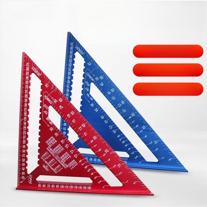 Многофункционален триъгълник за дърводелство, високопрецизен, с удебелен корпус, 45° ъгъл, от неръждаема стомана и алуминиева сплав