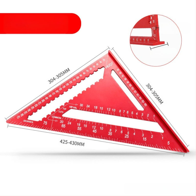 Многофункционален триъгълник за дърводелство, високопрецизен, с удебелен корпус, 45° ъгъл, от неръждаема стомана и алуминиева сплав