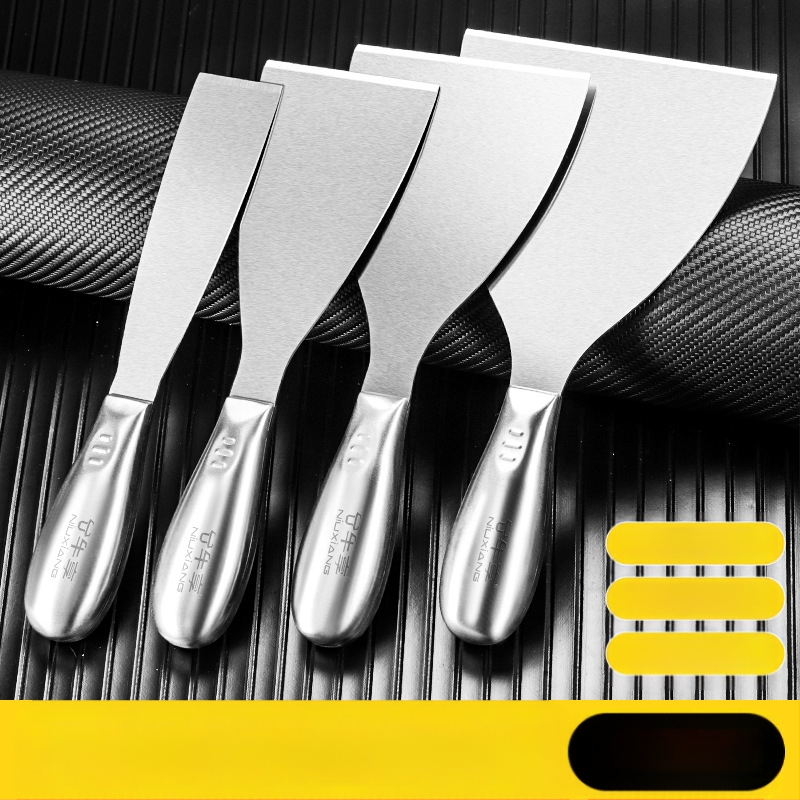 Шпакловъчен нож-скрепер от неръждаема стомана, едно тяло, дебелостенна конструкция, саблевиден връх за шпакловане на стени