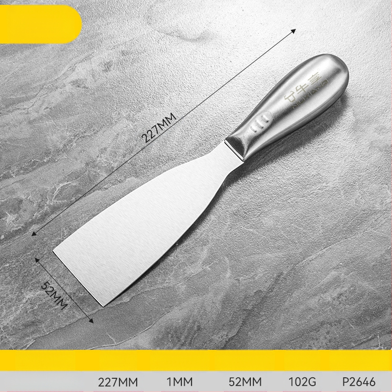 Шпакловъчен нож-скрепер от неръждаема стомана, едно тяло, дебелостенна конструкция, саблевиден връх за шпакловане на стени