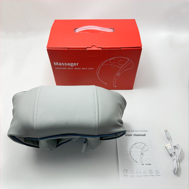 Kakla un visa ķermeņa masāžas iekārta, infrasarkanas terapijas funkcija, 6 masāžas galviņas, uzlādei modelis FZ-666, taimeris, vadu kontrole, 3 ātrumi