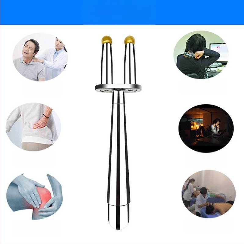 Magnetinė šakelės masažo lazdelė meridijonų terapijai — nerūdijantis plienas, apvali masažo galva, kaklo taikymui, begalinis greičio reguliavimas