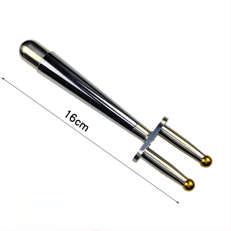 Magnetinė šakelės masažo lazdelė meridijonų terapijai — nerūdijantis plienas, apvali masažo galva, kaklo taikymui, begalinis greičio reguliavimas