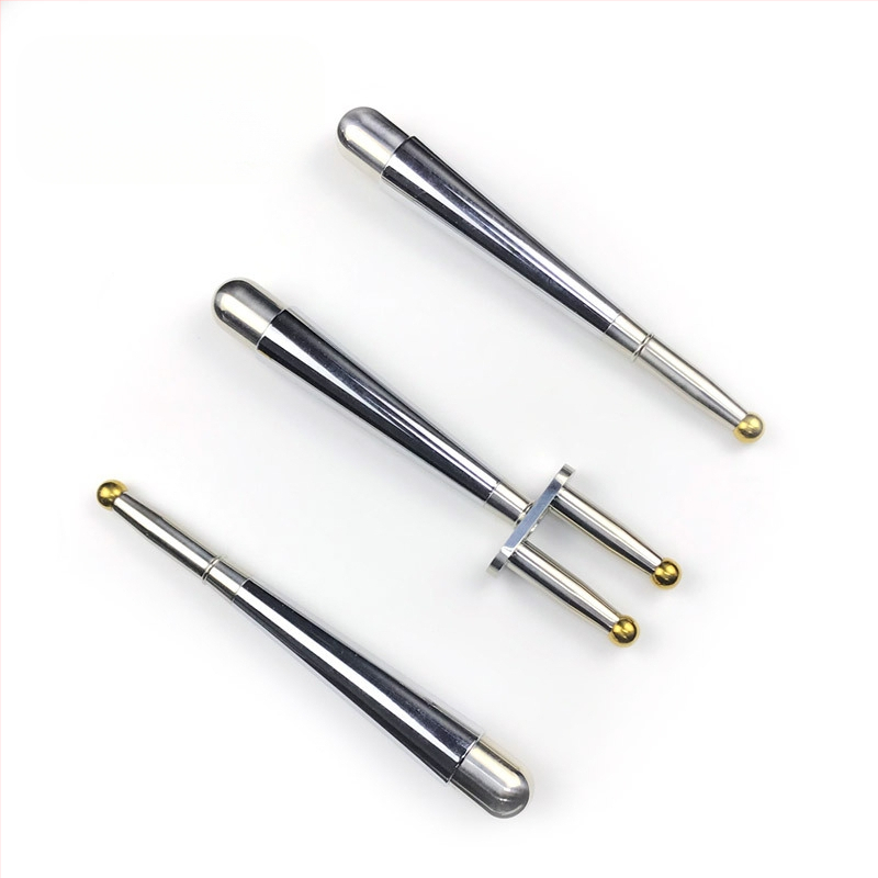 Magnetinė šakelės masažo lazdelė meridijonų terapijai — nerūdijantis plienas, apvali masažo galva, kaklo taikymui, begalinis greičio reguliavimas