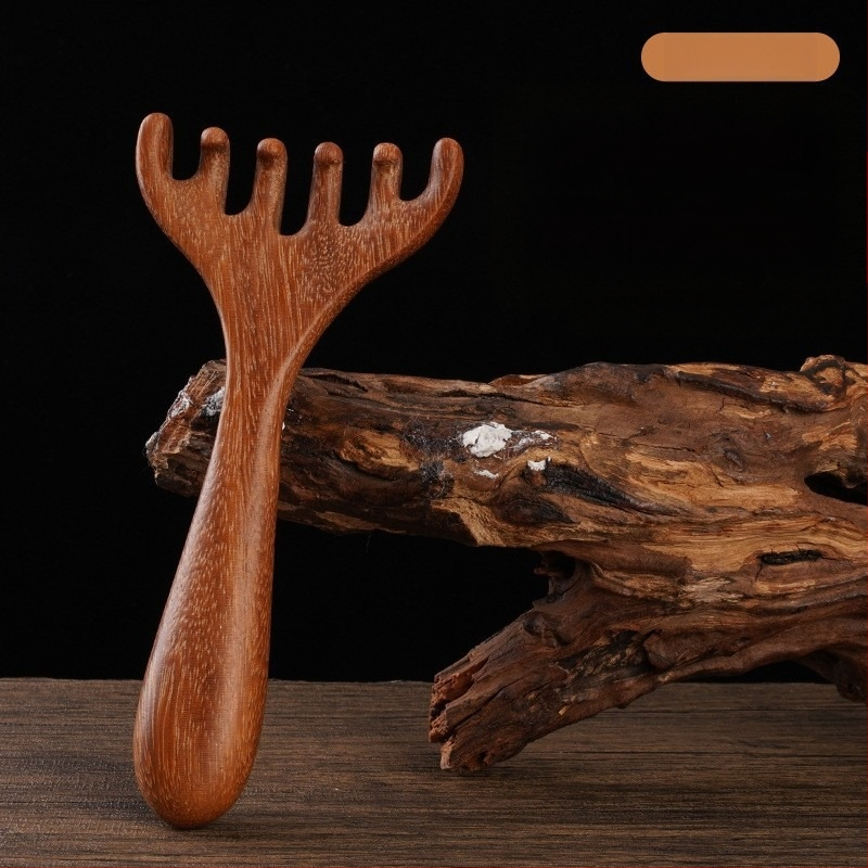 Pieptene de masaj din lemn de santal pentru cap, față și scalp – masaj meridian