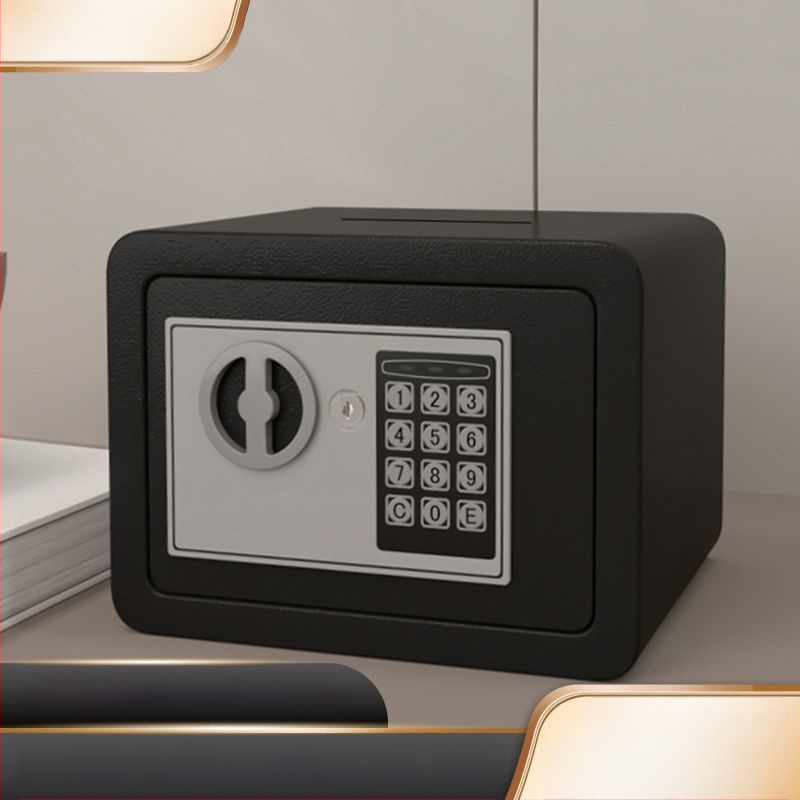 Mechaninis taupymo seifas su išmaniu slaptažodžiu – plieninė konstrukcija, šiuolaikinis minimalistinis dizainas