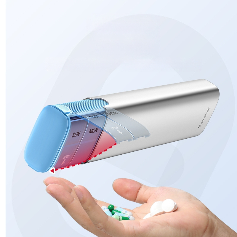 Κράμα αλουμινίου φορητό κουτί φαρμάκων, μοντέλο PB, μεταλλική κατασκευή, 14 διαμερίσματα, βάρος 406 g, φορητός σχεδιασμός