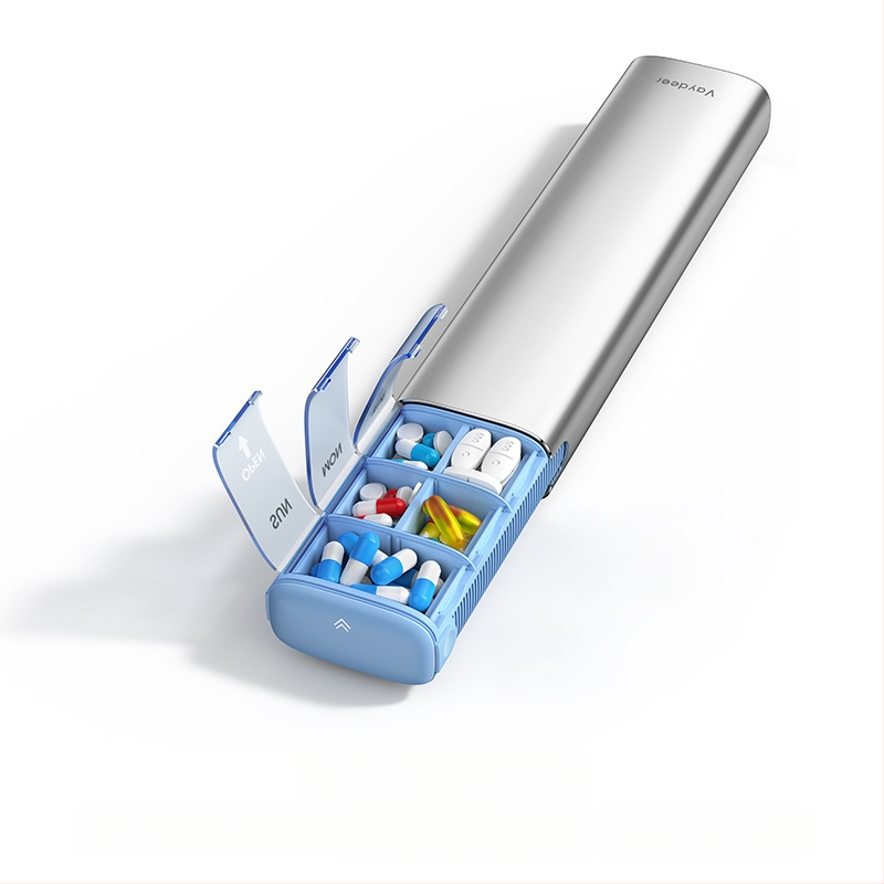 Κράμα αλουμινίου φορητό κουτί φαρμάκων, μοντέλο PB, μεταλλική κατασκευή, 14 διαμερίσματα, βάρος 406 g, φορητός σχεδιασμός