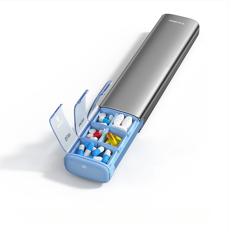 Κράμα αλουμινίου φορητό κουτί φαρμάκων, μοντέλο PB, μεταλλική κατασκευή, 14 διαμερίσματα, βάρος 406 g, φορητός σχεδιασμός