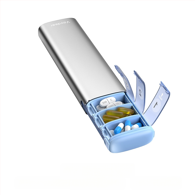 Κράμα αλουμινίου φορητό κουτί φαρμάκων, μοντέλο PB, μεταλλική κατασκευή, 14 διαμερίσματα, βάρος 406 g, φορητός σχεδιασμός