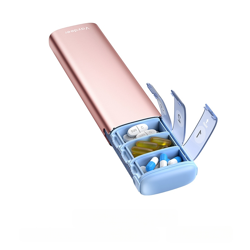 Κράμα αλουμινίου φορητό κουτί φαρμάκων, μοντέλο PB, μεταλλική κατασκευή, 14 διαμερίσματα, βάρος 406 g, φορητός σχεδιασμός