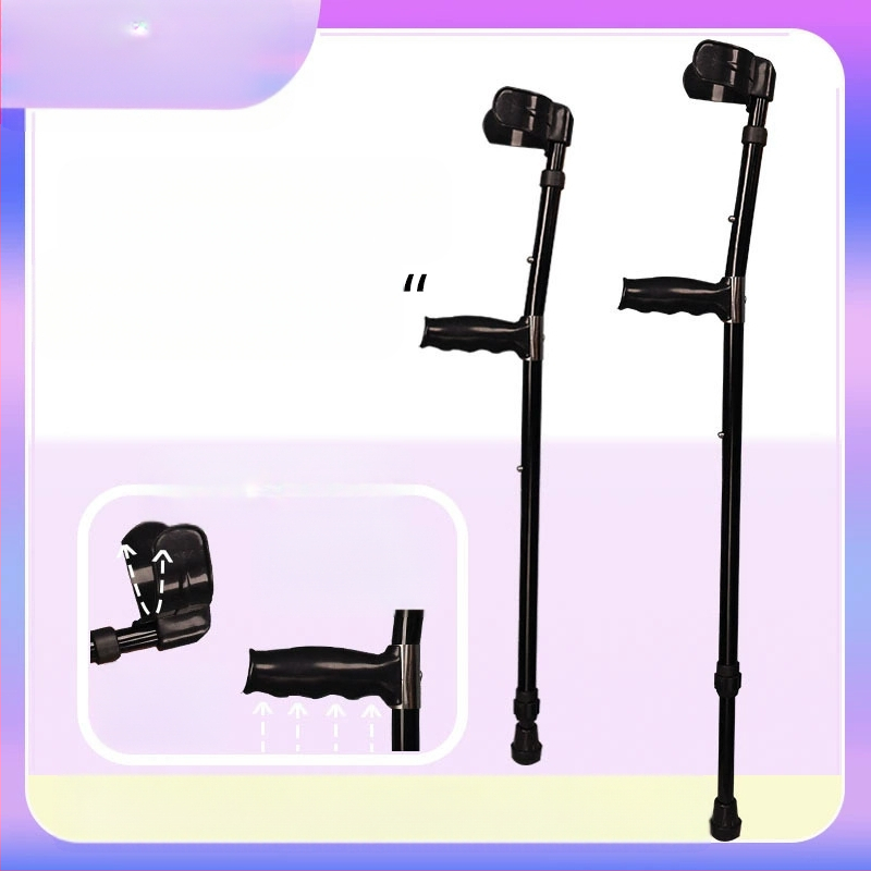 Alkūninė lazda vyresniems žmonėms, nešiojama, neslystanti, lengva, aliuminio lydinys, modelis: Elbow Crutch, Happy Point