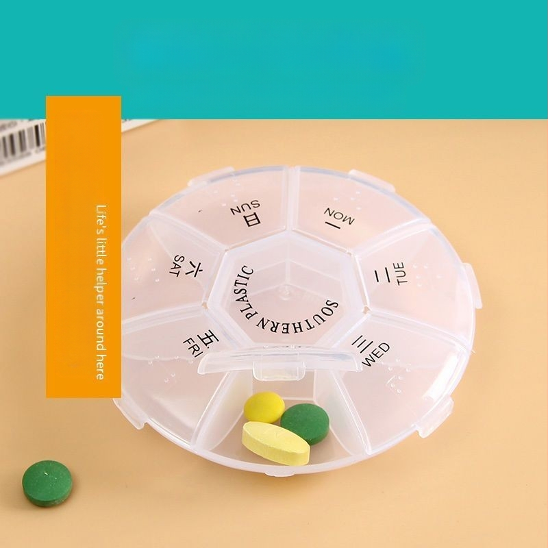 Nešiojama tablečių dėžutė iš PP plastiko, vaistams, su dangteliu, pritaikoma