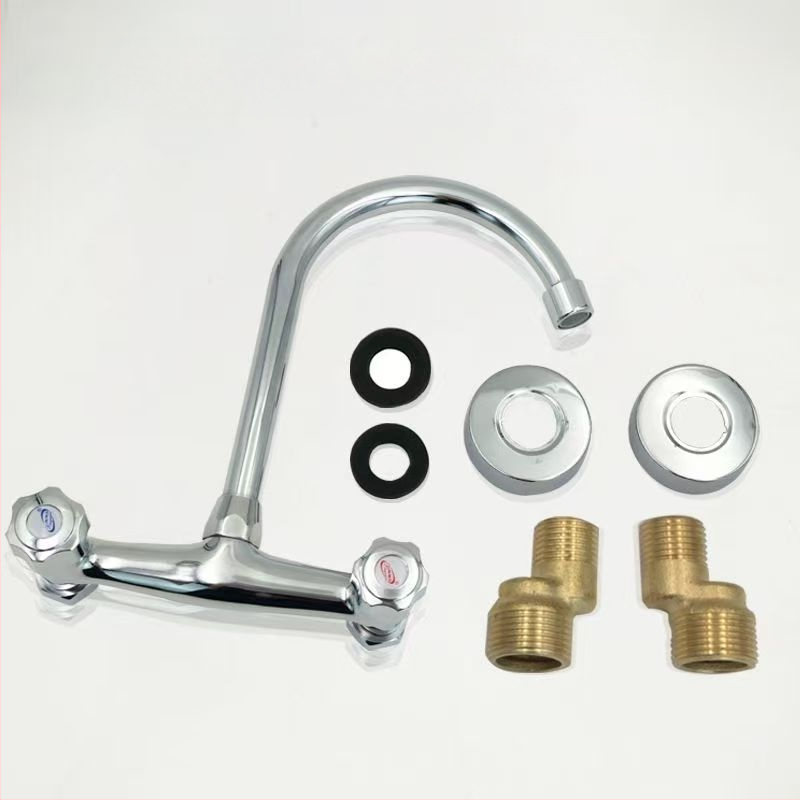 Robinet de bucătărie din cupru, încastrat în perete, apă caldă și rece, supapă cu disc ceramic, control dual, 2–90°C