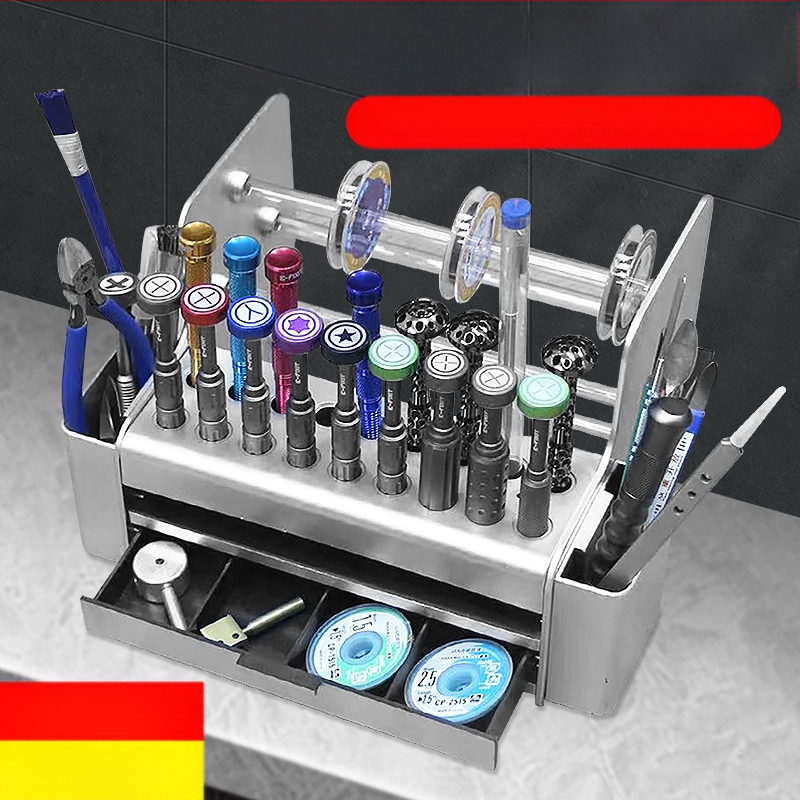 Medinis atsuktuvų laikiklis, daugiafunkcinis mobiliųjų telefonų remonto įrankių organizatorius ir darbo stalas