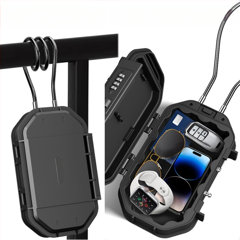 CH-828 ABS korpuso laikymo dėžė su mechaniniu užraktu - IP66 atspari vandeniui, plieninis kabelis 54,5 cm