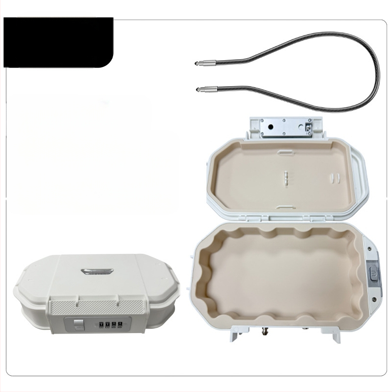 CH-828 ABS korpuso laikymo dėžė su mechaniniu užraktu - IP66 atspari vandeniui, plieninis kabelis 54,5 cm