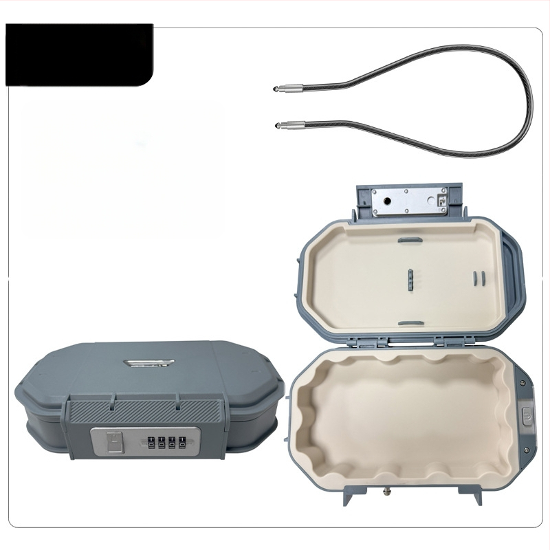 CH-828 ABS korpuso laikymo dėžė su mechaniniu užraktu - IP66 atspari vandeniui, plieninis kabelis 54,5 cm