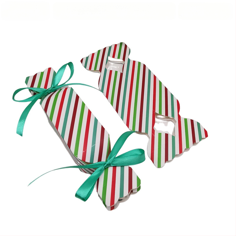 20 vienetų dryžuotų saldainių dėžučių rinkinys — kvadratinė popierinė dovanų dėžutė, šiuolaikinis stilius, vestuvėms tinkama