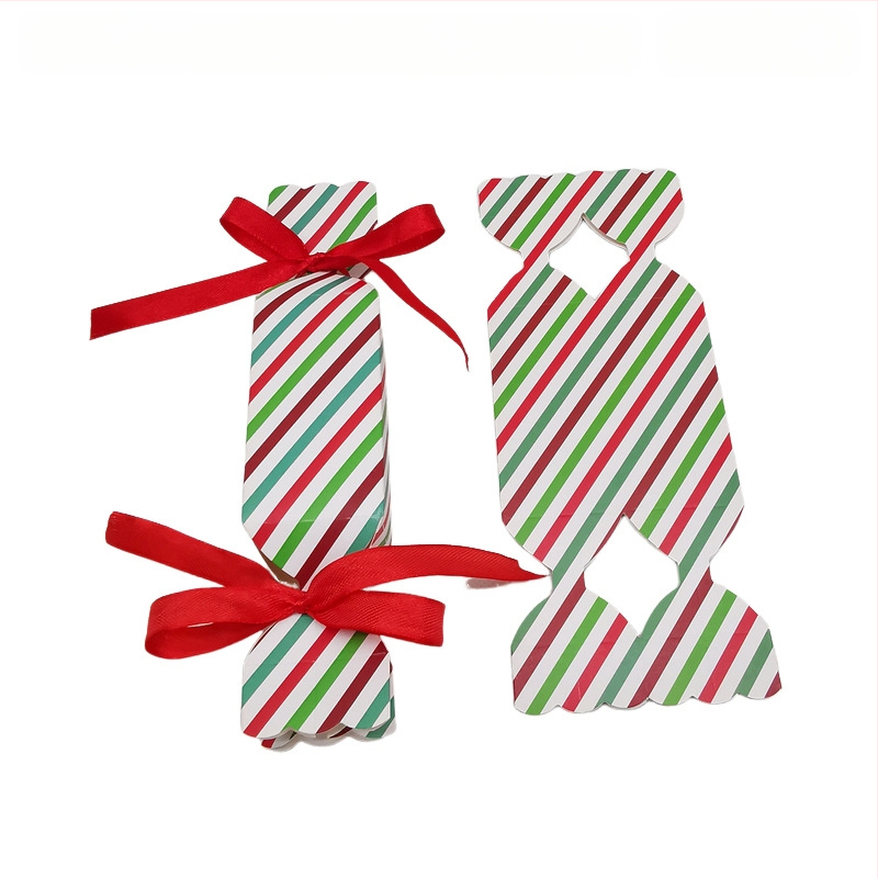 20 vienetų dryžuotų saldainių dėžučių rinkinys — kvadratinė popierinė dovanų dėžutė, šiuolaikinis stilius, vestuvėms tinkama