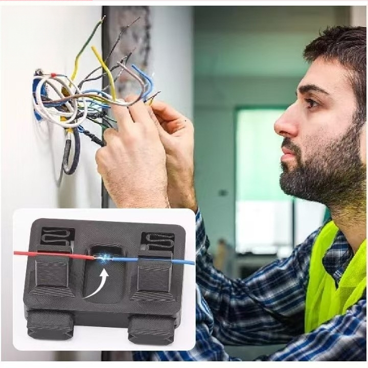 Elektrinių laidų suvirinimo laikiklis, PLA medžiaga, dažyta apdaila, logotipas atspausdintas, mechaninė gamyba, šiuolaikiškas minimalistinis stilius