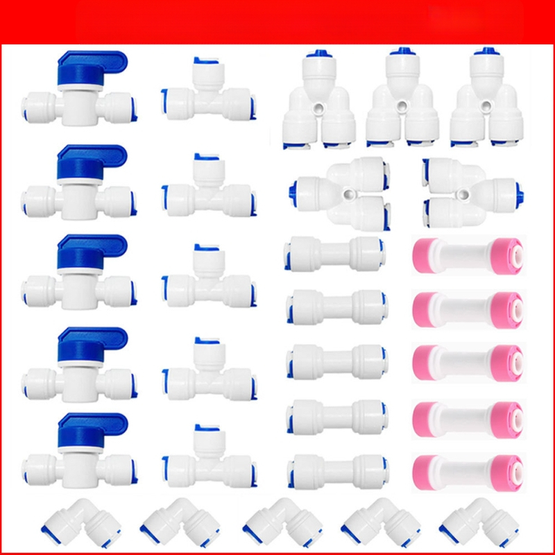 Vandens valymo vamzdžių jungčių rinkinys, modelis 46, maisto kokybės POM medžiaga, pakuotė: 1 rinkinys