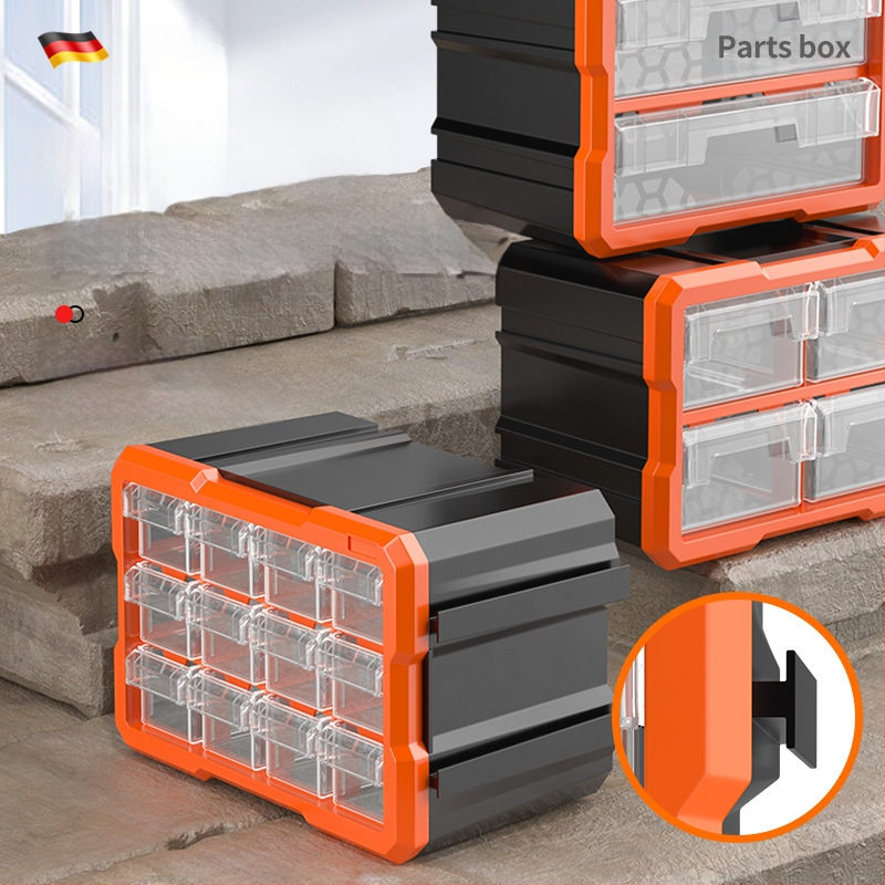 Dėžutės tipo mažų detalių organizatorius su skiriamaisiais, PVC, sienelės storis 3 mm, su dangteliu