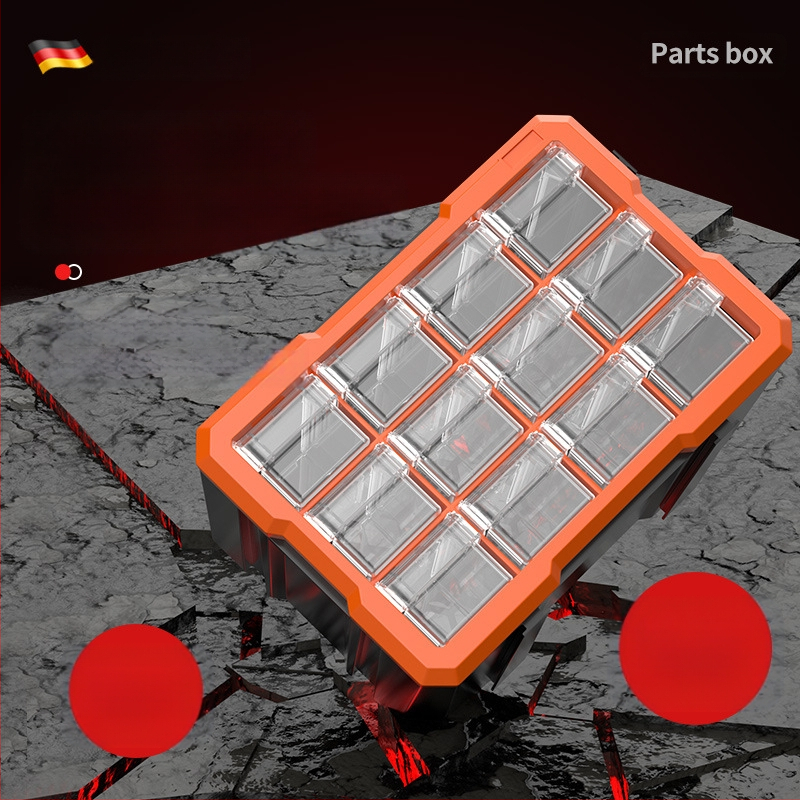 Dėžutės tipo mažų detalių organizatorius su skiriamaisiais, PVC, sienelės storis 3 mm, su dangteliu