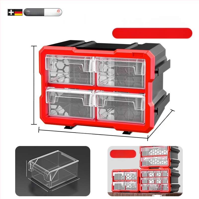 Dėžutės tipo mažų detalių organizatorius su skiriamaisiais, PVC, sienelės storis 3 mm, su dangteliu
