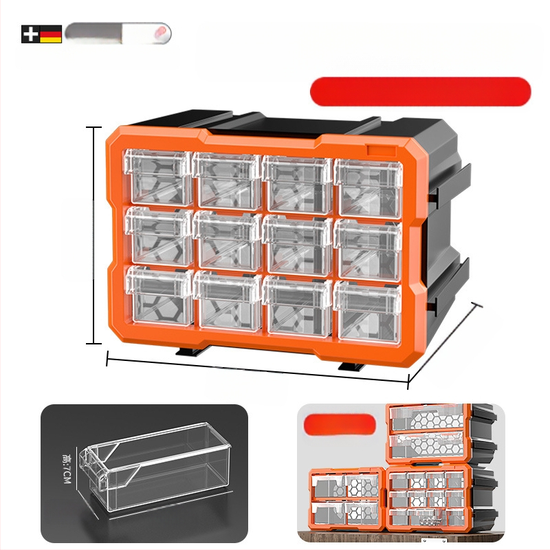 Dėžutės tipo mažų detalių organizatorius su skiriamaisiais, PVC, sienelės storis 3 mm, su dangteliu