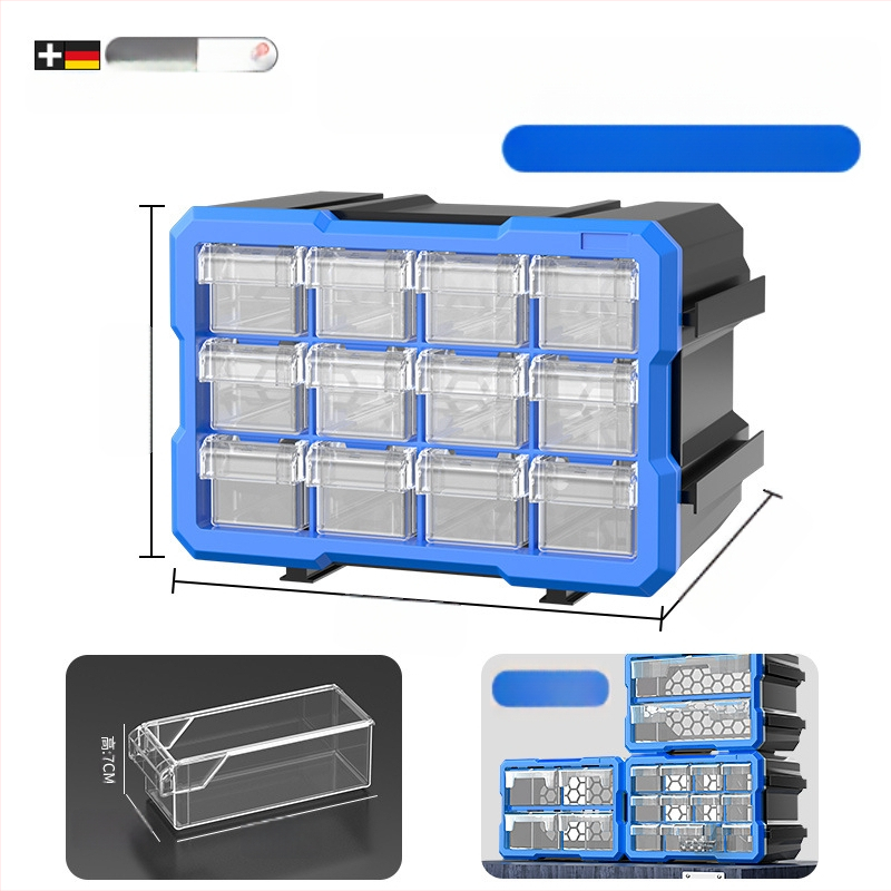 Dėžutės tipo mažų detalių organizatorius su skiriamaisiais, PVC, sienelės storis 3 mm, su dangteliu