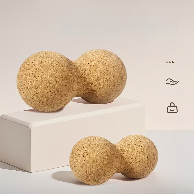 Korekasinės jogos kamuolys žemės riešutų formos fascijų atpalaidavimui ir raumenų atpalaidavimui — kietas kamštis, 90/180 g