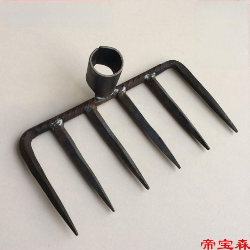 Χειροποίητη σφυρηλατημένη κεφαλή τεσσάρων δοντιών για κήπο και φάρμα, σιδερένιο