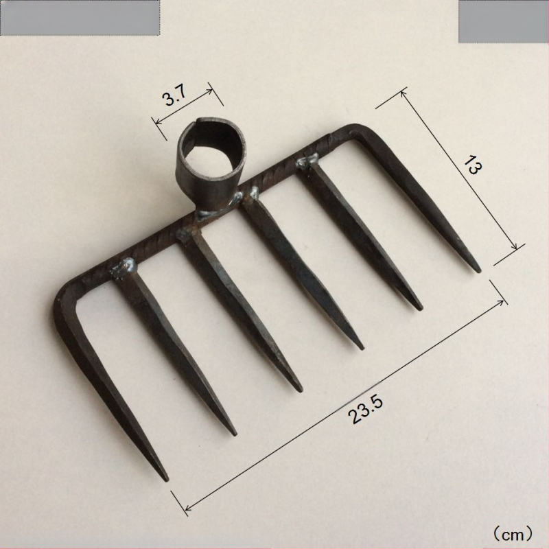 Χειροποίητη σφυρηλατημένη κεφαλή τεσσάρων δοντιών για κήπο και φάρμα, σιδερένιο