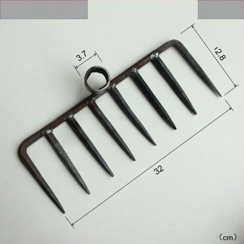 Χειροποίητη σφυρηλατημένη κεφαλή τεσσάρων δοντιών για κήπο και φάρμα, σιδερένιο