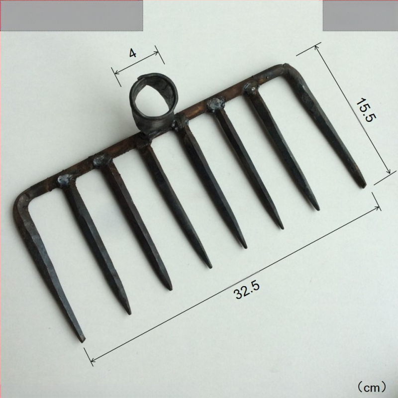 Χειροποίητη σφυρηλατημένη κεφαλή τεσσάρων δοντιών για κήπο και φάρμα, σιδερένιο