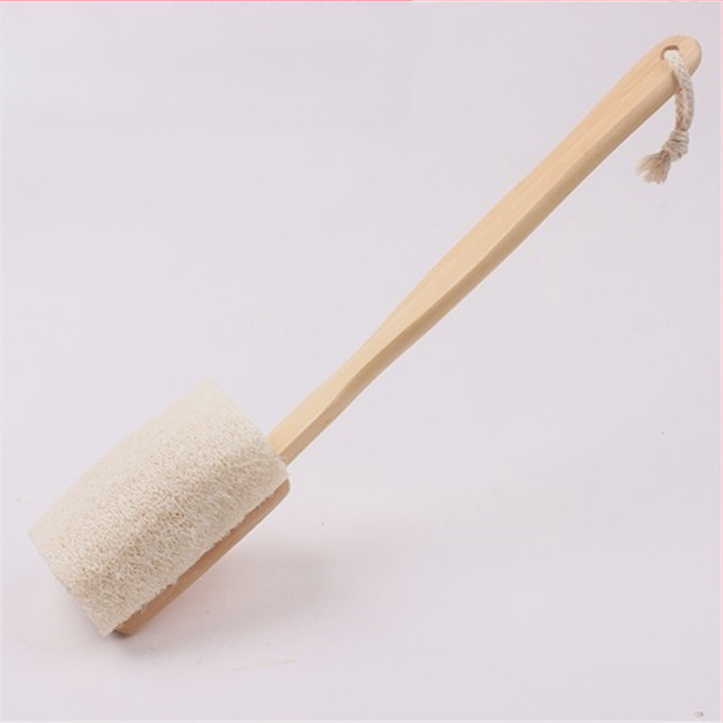 Ilgą rankeną turinti nuimama loofah vonios šepetėlis