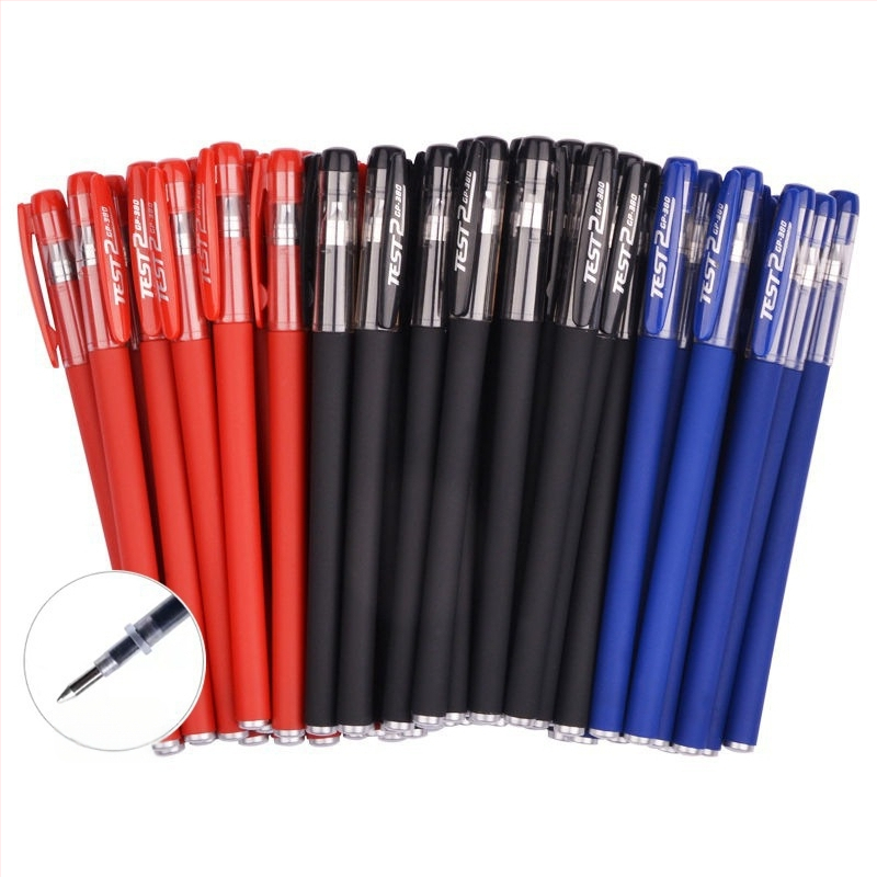 Neutrala matinio paviršiaus rašiklis studentams — raudona ir mėlyna rašalas; egzamino įrankis (Kilmė: Kitas; Prekės ženklas: Kitas; Logotipo spausdinimas: Ne)