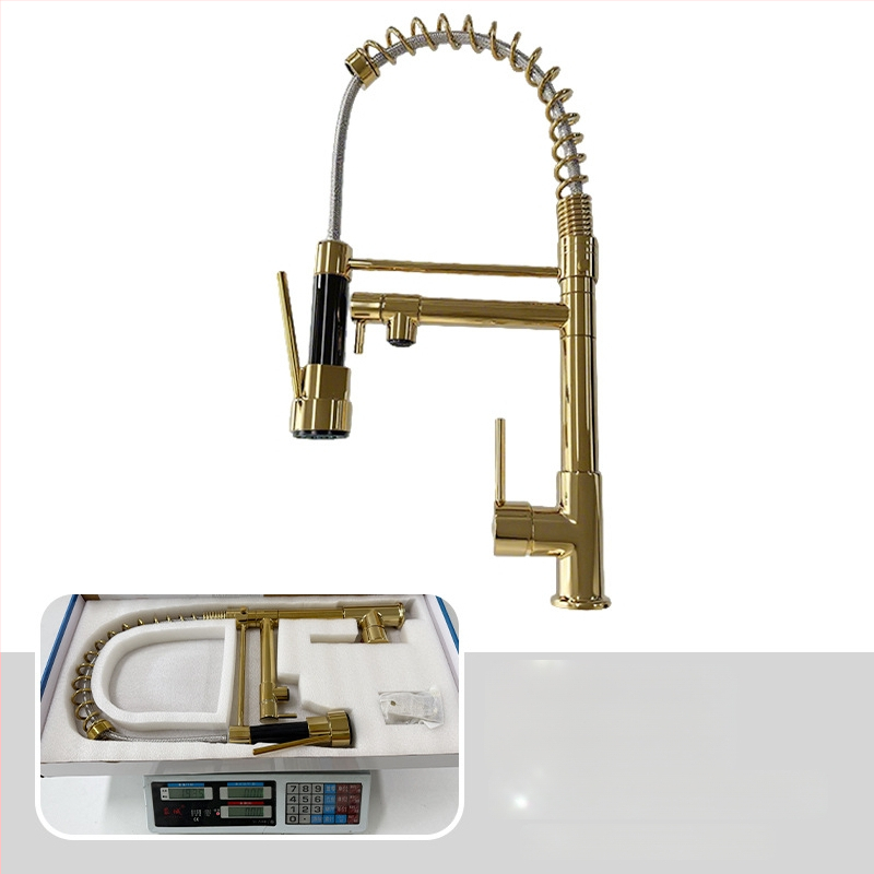 Kuhinjski faucet s izvlačnim crijevom i oprugom, topla i hladna voda, 360° okretna mlaznica