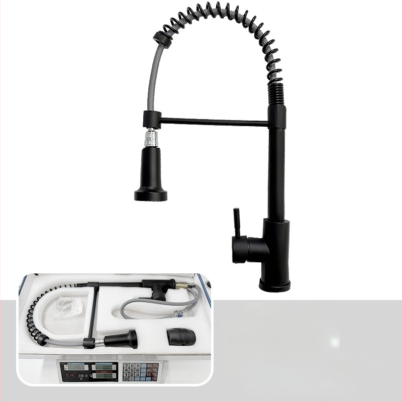 Kuhinjski faucet s izvlačnim crijevom i oprugom, topla i hladna voda, 360° okretna mlaznica