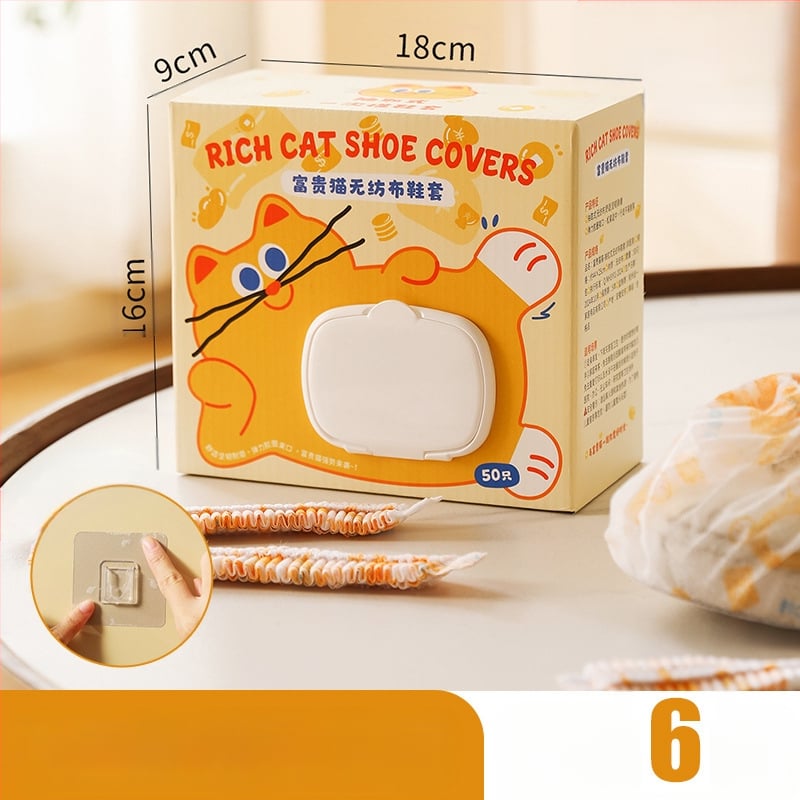 Κάλυμματα παπουτσιών για οικιακή χρήση, παχύ μη υφαντό ύφασμα, μιας χρήσης, εσωτερικοί χώροι, με σχέδιο γάτας