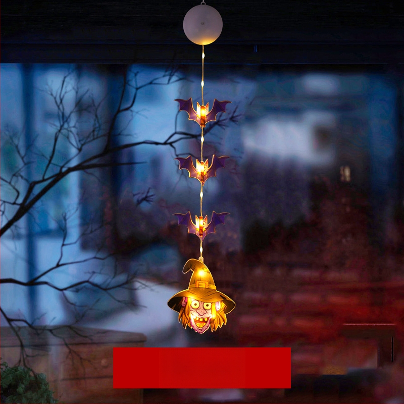 LED naktinė lemputė Helovyno tema su siurbtuko kabinimu, įdiegta baterija, plastikinis gaubtas, jungiklis, aplinkos šviesa