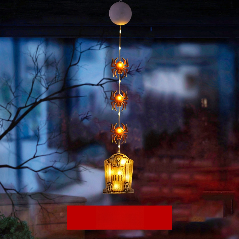 LED naktinė lemputė Helovyno tema su siurbtuko kabinimu, įdiegta baterija, plastikinis gaubtas, jungiklis, aplinkos šviesa