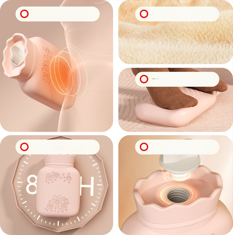 Napraforgó mintás szilikon melegvíz-palack, hordozható kézmelegítő, vízzel töltött, téli kiegészítő, mikróban melegíthető