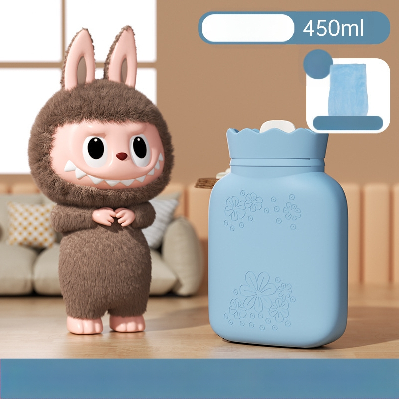 Napraforgó mintás szilikon melegvíz-palack, hordozható kézmelegítő, vízzel töltött, téli kiegészítő, mikróban melegíthető