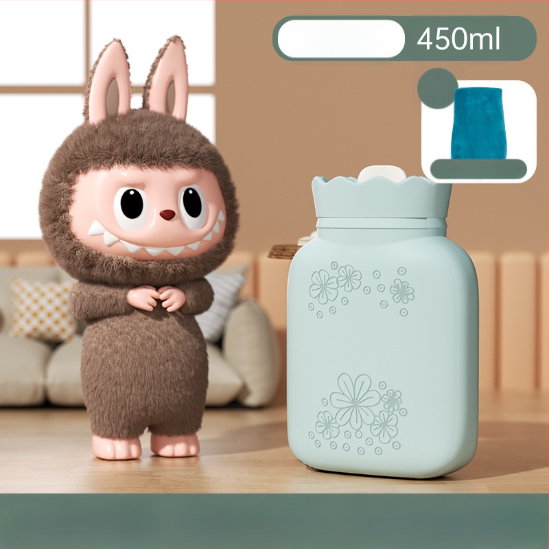 Napraforgó mintás szilikon melegvíz-palack, hordozható kézmelegítő, vízzel töltött, téli kiegészítő, mikróban melegíthető